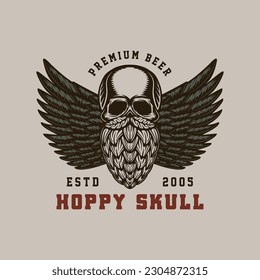 Vintage retro beer brewing emblem, logo, badge, label. mark, poster or print. Monochrome Graphic Art. Engraving style vecctor Illustration	
