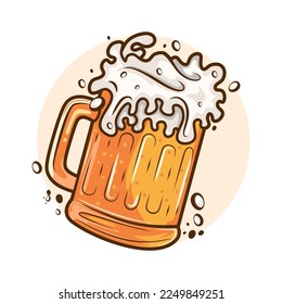 vintage retro beer cartoon vector illustration