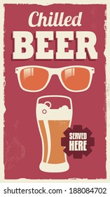 Vintage retro beer sign - vector poster design with removable texture