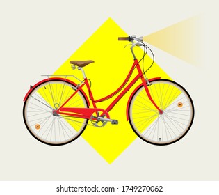 Vintage retro bicycle urban red color