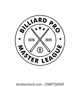 Vintage retro billiard pro championship logo emblem design for t shirt print or embroidery