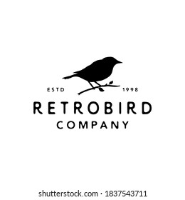 Vintage retro bird silhouette logo design vector