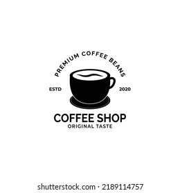 Vintage Retro Black Coffee Shop Logo Design Vector Template