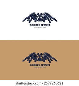 Vintage Retro Black Spider Widow Tarantula Illustration Logo Design Vector
