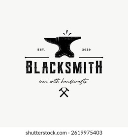 Vintage retro blacksmith and work equipment logo elements.