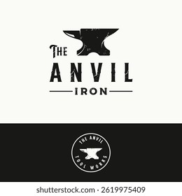 Vintage retro blacksmith and work equipment logo elements.