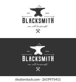Vintage retro blacksmith and work equipment logo elements.