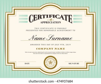 Vintage retro border and frame certificate background design template