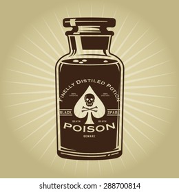 Vintage Retro Bottle Of Poison Illustration