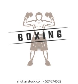 Vintage retro boxer. Can be used for logo, badge, emblem, mark, label. Graphic Art. Vector Illustration.
