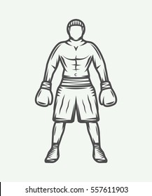 Vintage retro boxer. Can be used for logo, badge, emblem, mark, label. Graphic Art. Vector Illustration.

