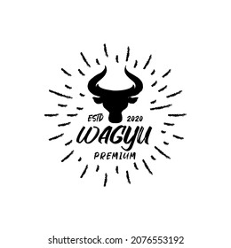 Vintage Retro Bull Head Wagyu Meat Logo Stamp