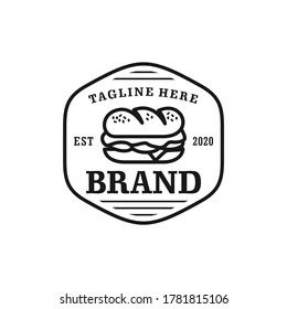 Vintage Retro Burger logo design inspiration. Hamburger vector illustration.