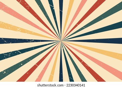 Vintage retro burst banner background. Colorful grunge sunburst. Vector illustration