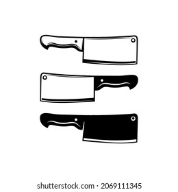 Vintage Retro Butcher Knife Cleaver  for Butchery Meat or Chef Logo Design