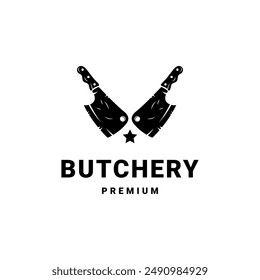 Klassischer Retro-Metzgermesser-Cleaver für Metzgereifleisch oder Chef-Logo-Design