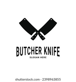 Vintage retro butcher knife logo design concept idea