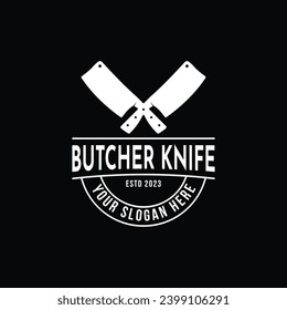 Vintage retro butcher knife logo design concept idea