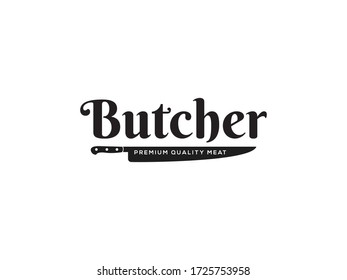 Vintage Retro Butcher Shop Label Logo Design