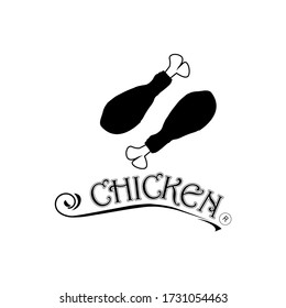 Vintage Retro Butcher shop label logo design with two chicken legs