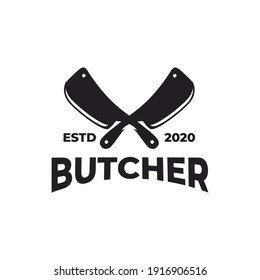 Vintage Retro Butcher shop label logo design