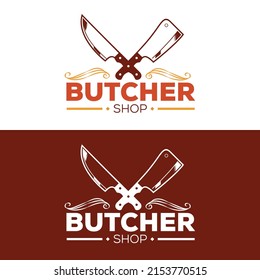 Vintage Retro Butcher shop label logo design. Butcher Logo Template 