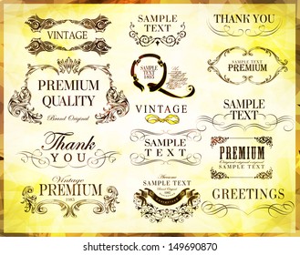 vintage retro calligraphic design elements, page decoration and labels/ typography