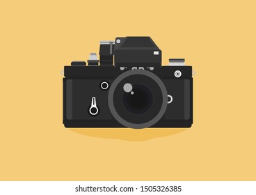 Vintage and retro camera, flat style, colorful, analogue or classic film camera vector icon for info graphics, websites, mobile and print media. Analogue photography old style