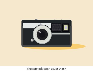 Vintage and retro camera, flat style, colorful, analogue or classic film camera vector icon for info graphics, websites, mobile and print media. Analogue photography old style