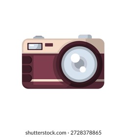 Vintage retro camera icon vector illustration, old fashioned film camera vector image, classic photography equipment, camera clip art, clip art camera