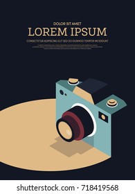 Vintage retro camera poster background. Design element template can be used for backdrop, brochure, vector illustration