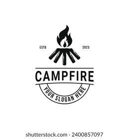 vintage retro campfire logo design idea