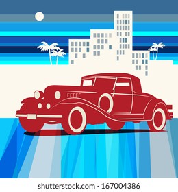 Vintage retro car background, vector illustration