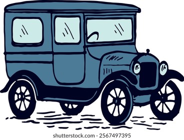 Vintage Retro Car Cartoon Vector Illustration Flat Clip Art Automobile