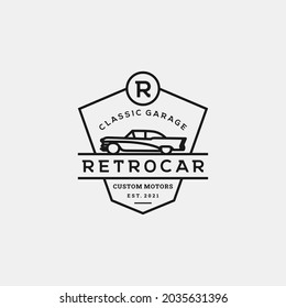 Diseño del logotipo del coche Retro Vintage. estilo emblema vintage o clásico o retro