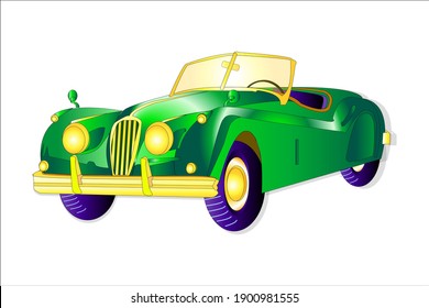 coche retro vintage en un fondo blanco