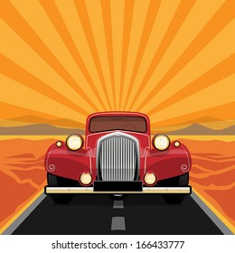 Vintage, retro car, vector illustration