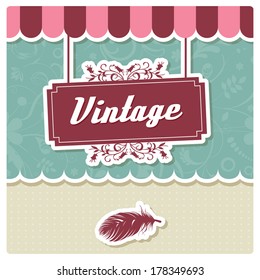 Vintage retro card design, greeting, menu, invitation, birthday , vector illustration