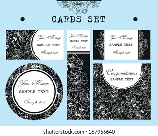 vintage retro cards and sickers set 
