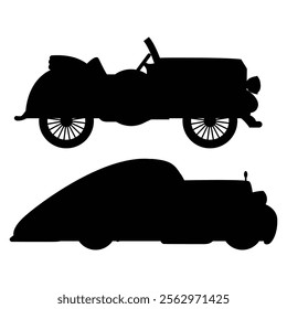 Vintage Retro Cars Silhouette Classic Automotive Designs