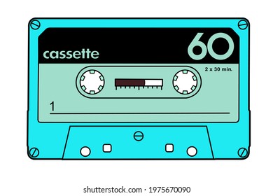 Vintage retro cassette tape with Pastel colors illustration vector, gadgets for The 70-80-90's