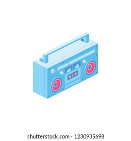 Vintage retro cassette tape player. Isometric 3d Icon. Creative illustration idea.
