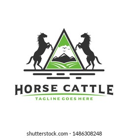 Vintage or retro cattle horse logo design