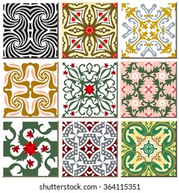 Vintage retro ceramic tile pattern set collection 010
Antique retro ceramic tile pattern set collection can be used for wallpaper, web page background, surface textures.
