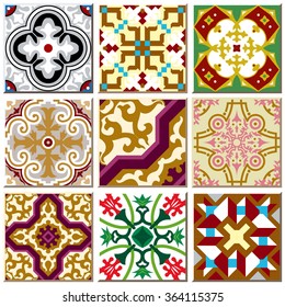 Vintage retro ceramic tile pattern set collection 004
Antique retro ceramic tile pattern set collection can be used for wallpaper, web page background, surface textures.
