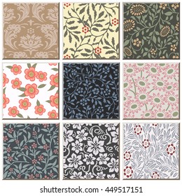 Vintage retro ceramic tile pattern set collection 
