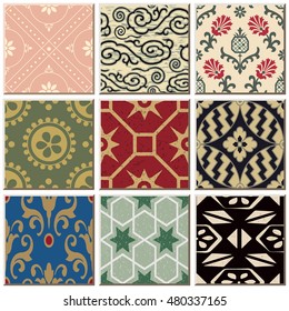 Vintage retro ceramic tile pattern set collection 054
