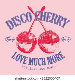 Vintage Retro cherry cool slogan print for tee. funny cute t-shirt pattern, girls food fashion graphic prints for cherries fruit, funny vintage cherry food fashion slogan print