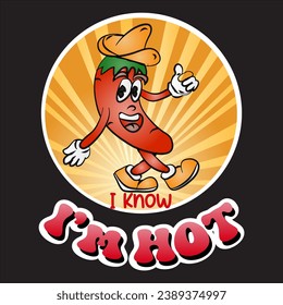 Vintage Retro Chili Mascot T-shirt Graphics and Sticker