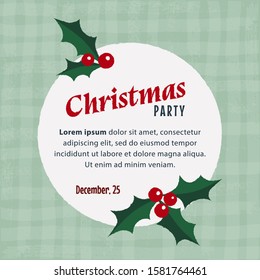 Vintage retro Christmas party layout design. New Year card template.